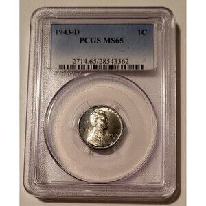 1943 D Lincoln Wheat Steel Cent MS65 PCGS